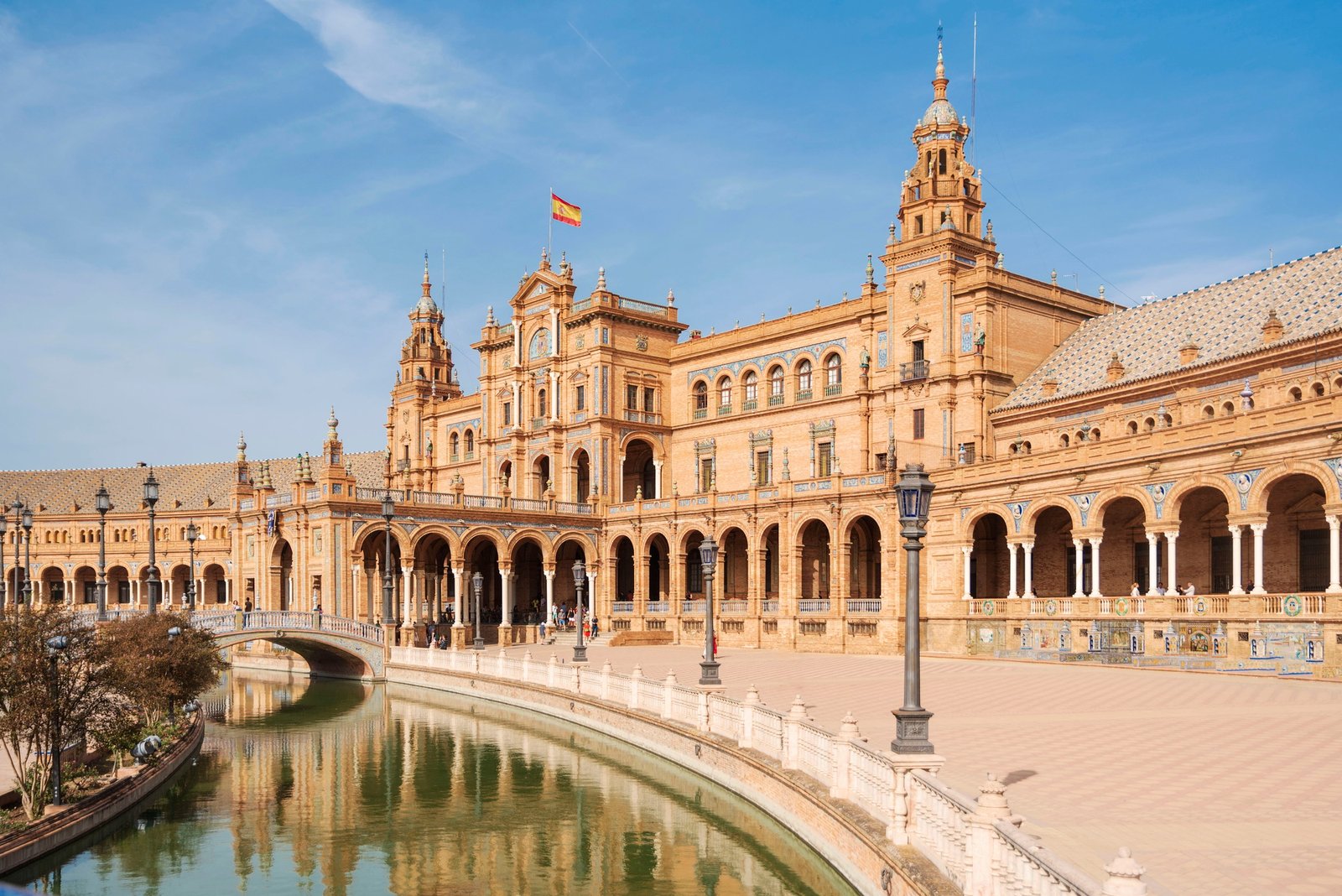 Spain, Seville. Spain Square, a landmark. Spanish architecture